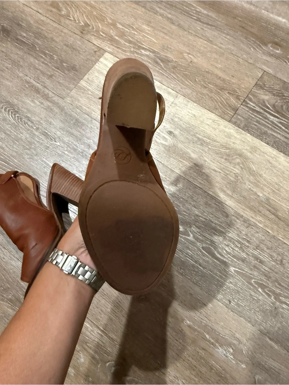 Lucky Brand Brown Leather Open-Side Ankle Booties